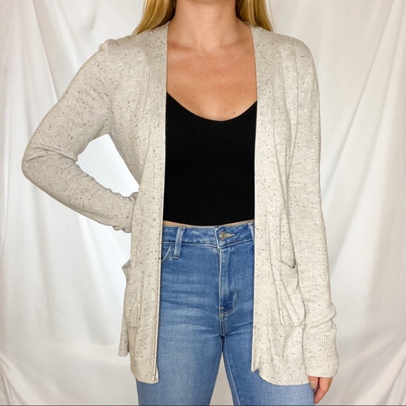 Stitches&Stripes Sweaters - Stitches&Stripes light cream/grey speckled sweater cardigan, size small